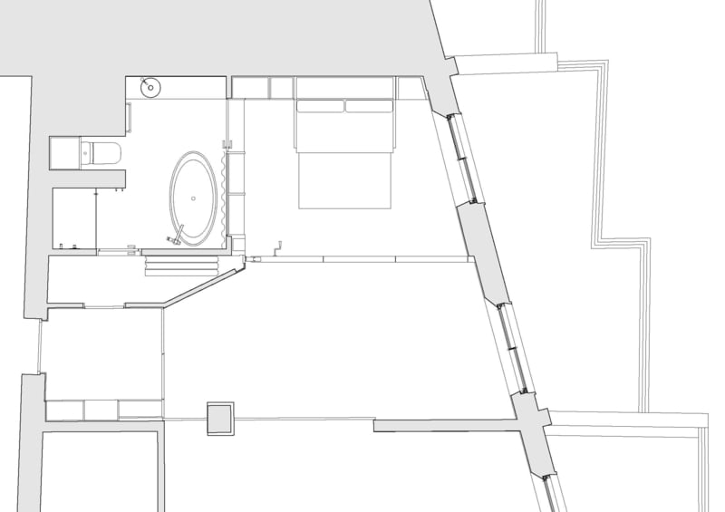 Einrichtung  Dachgeschosswohnung Bauplan Aussicht oben Zimmerverteilung