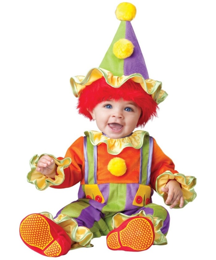 Faschingskostüme-ideen-klassische-Clownskostüm-Baby-Accessoires