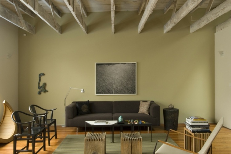 Grün Wohnzimmer moderner Landhausstil Farbgestaltung Ideen Beispiele