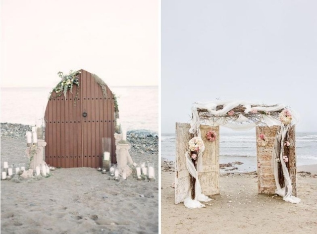 Hochzeitsideen-für-Türen-Strand-Hochzeit-Zeremonieschmuck