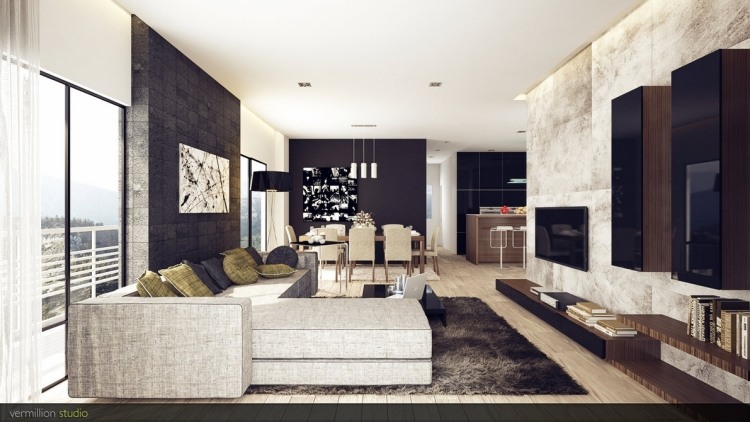 Ideen-zur-Einrichtung-Wohnzimmer-Sofa-Wand-fußboden-dunkel-anbauwand