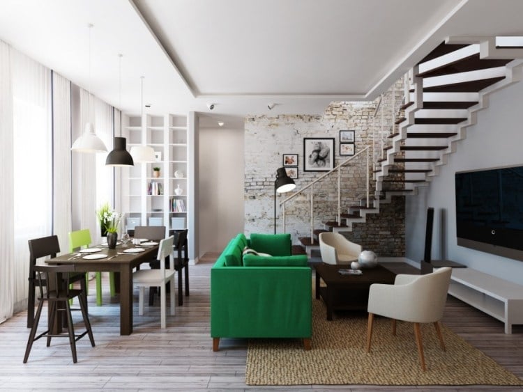 Interieur-Trendfarben-2015-Grün-Sofa-natürliche-strukturen-vintage-stoffe