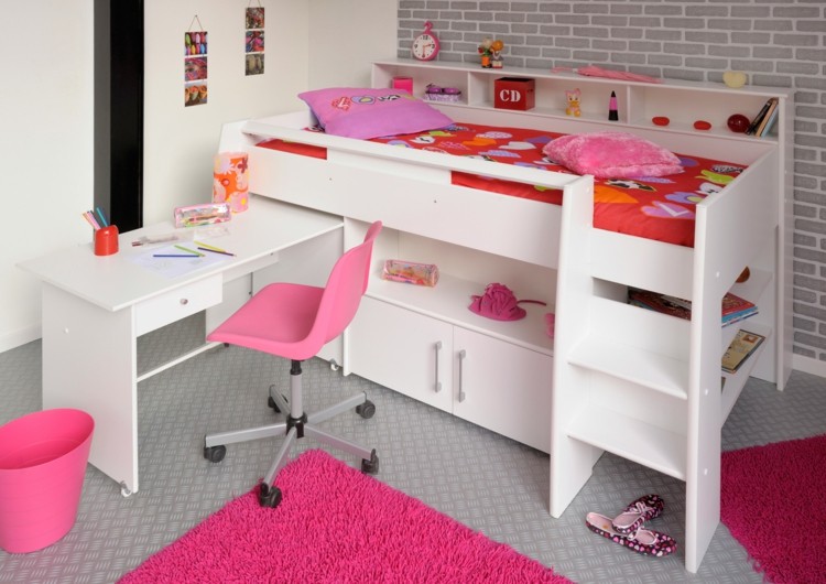 Kinderzimmer Mädchen 2015 rosa Bettdecke Hochfloor Teppich