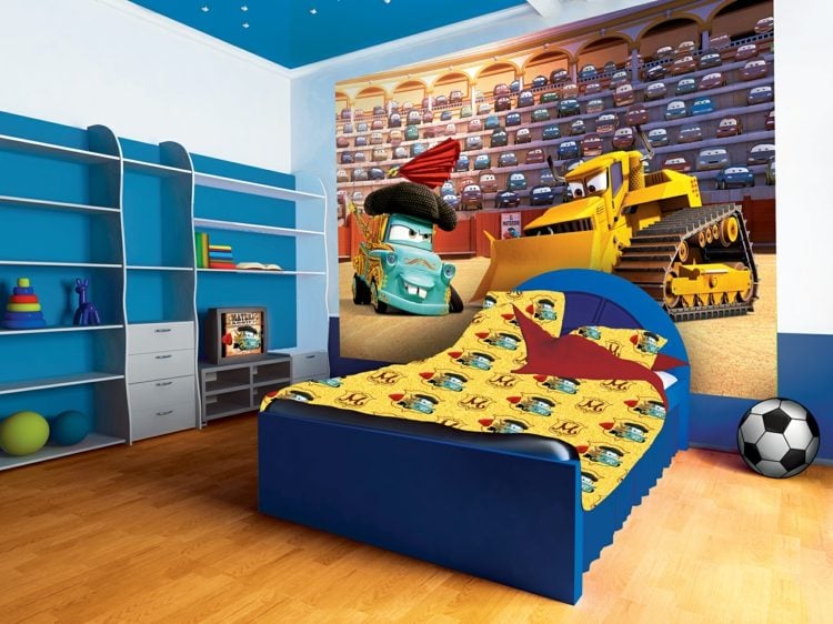  Kinderzimmer gestalten 2015 Wandtattoos Disney Filmen Kinderbett mitwachsend