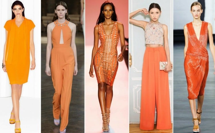 Mode Trends Outfit Orange lange Hose enge Bluse