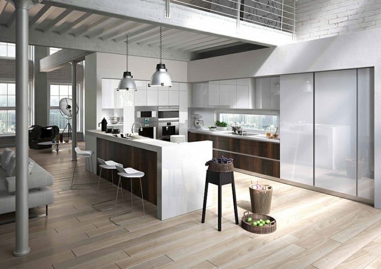 Moderne-modulare-Küche-Hochglanz-Fronten-Kücheninsel-Küchenideen