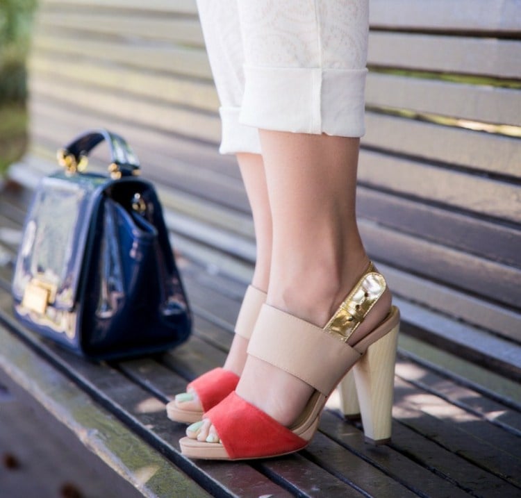Modetrends 2015 Schuhe Sandalen hohe Absätze Gold Orange