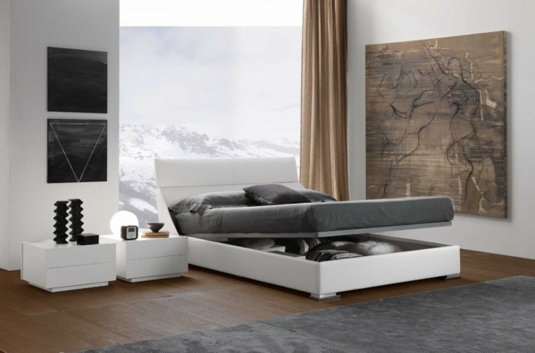 Schlafzimmer Ideen 2015 Bett Bettkasten weiße Nachttische