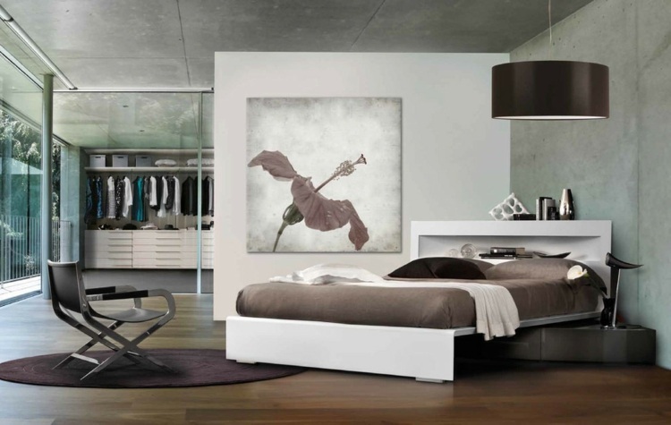Schlafzimmer Ideen Eckbett begehbarer Kleiderschrank