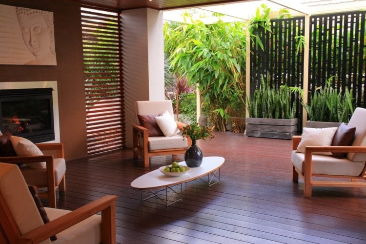 Sichtschutz Garten selber bauen Bambuszaun hohe Pflanzkisten Terrasse