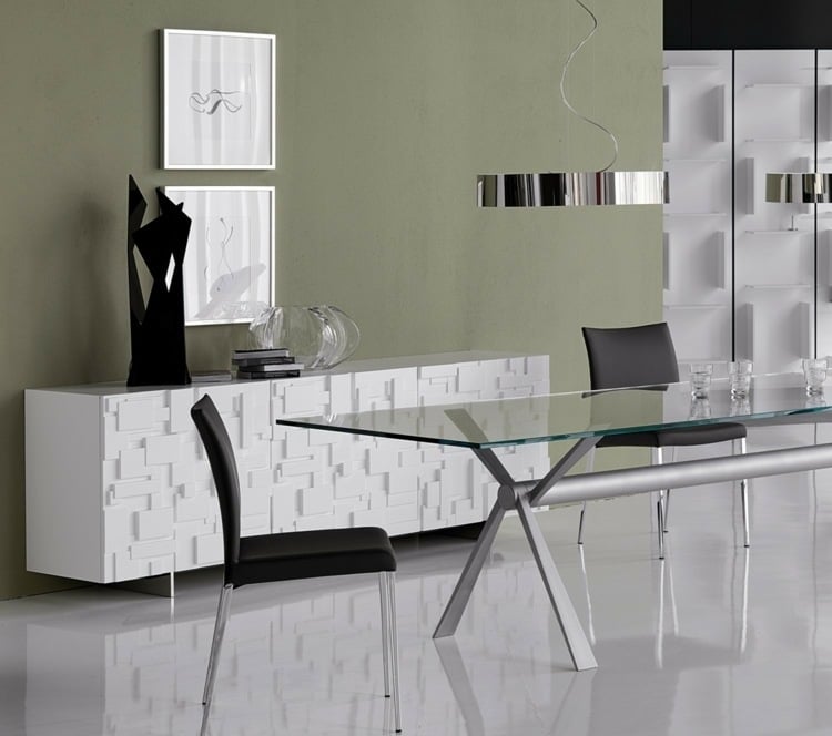 Sideboard weiß Hochglanz Mosaik Muster modern minimalistisch