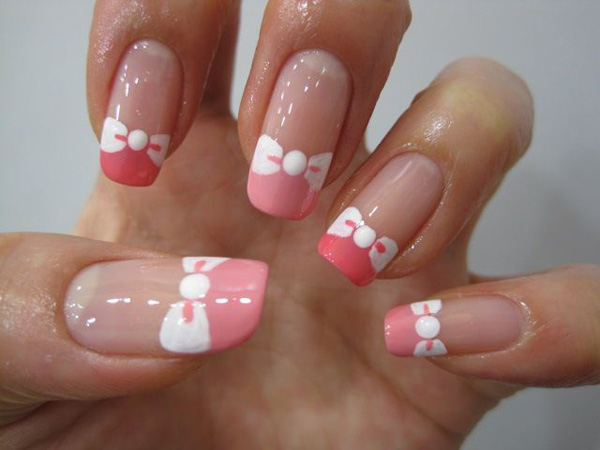 Sommer-Nagel-Design-pink-French-manicure-schleifen-diy