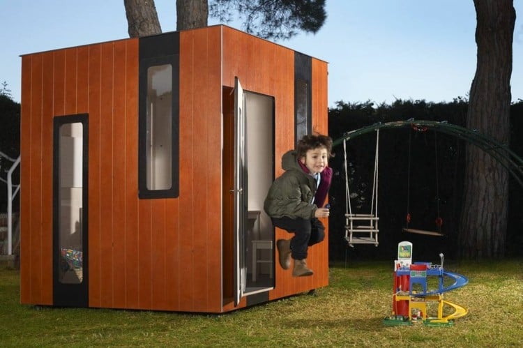 Spielhaus-Garten-Holz-modern-Ideen-Bilder