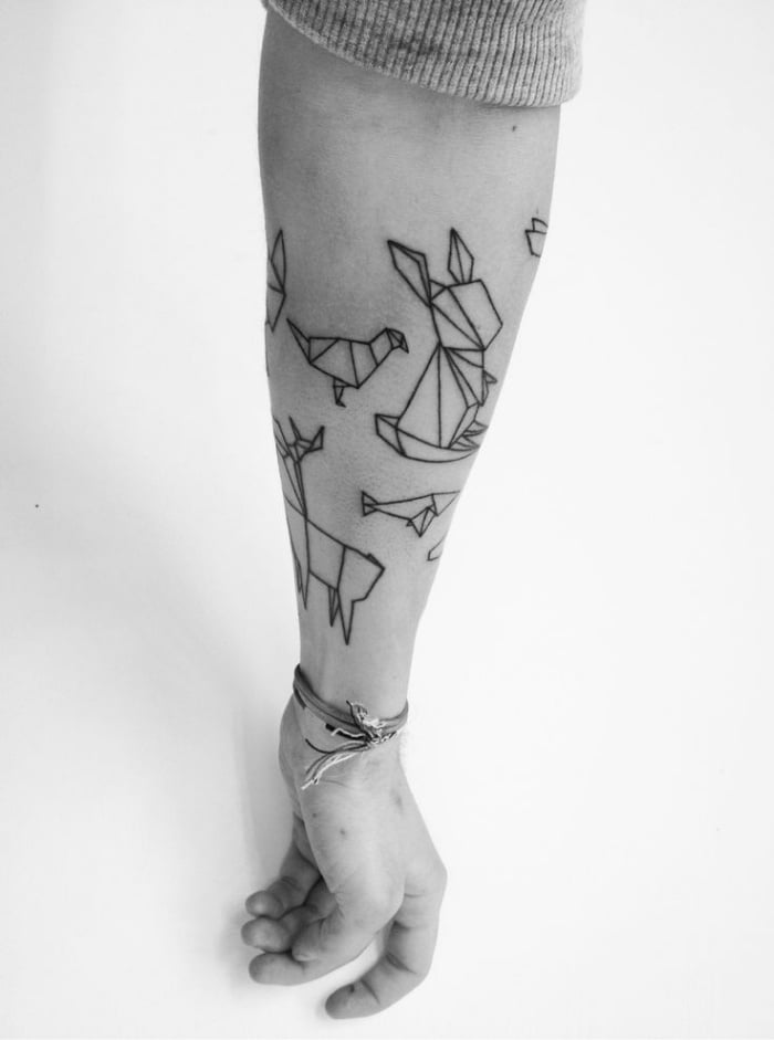 Tattoo-am-Unterarm-Innenseite-Origami-Tiere-hase