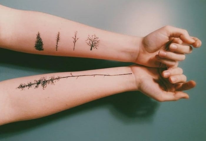 Tattoo-auf-Unterarm-innenseite-bäume-männer-frauen