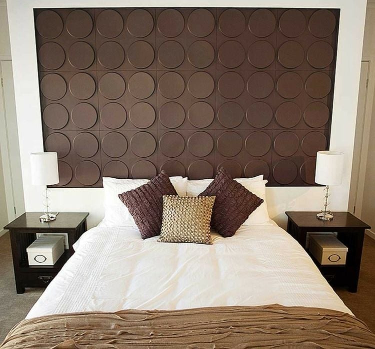 Wandgestaltung Ideen 2015 Schlafzimmer 3D-Wandpaneel statt Bett Kopfteil