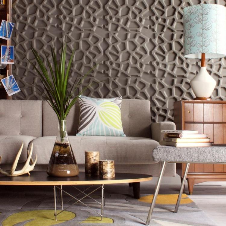 Wandgestaltung Ideen 2015 Wohnzimmer einrichten Akzentwand dreidimensional