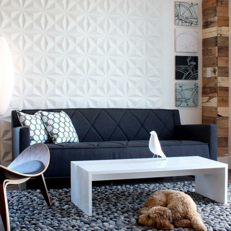 Wandgestaltung Ideen 2015 Wohnzimmer weiß Wandpaneele Holz