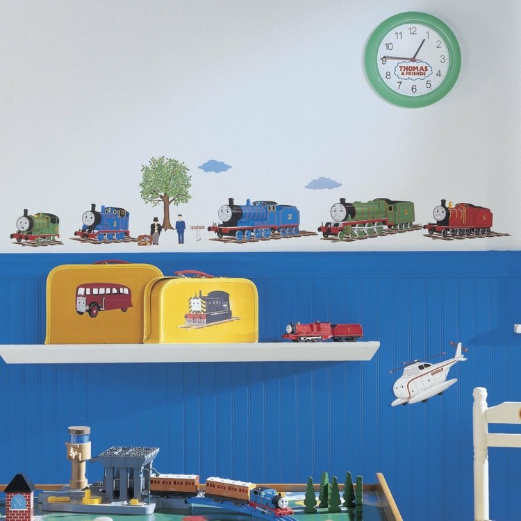 Wandgestaltung Kinderzimmer 2015 Kleinkinder Junge Zug Wandsticker