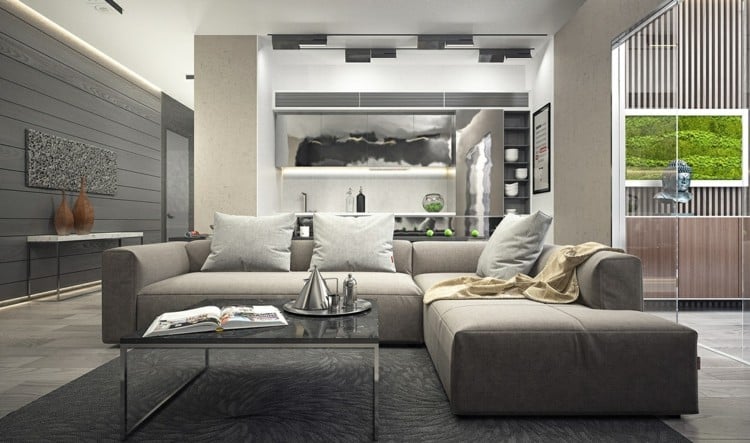 Wohnzimmer Ideen 2015 modern schlicht Ecksofa 