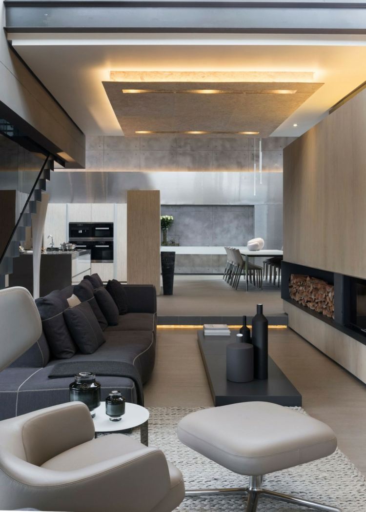 Wohnzimmer Ideen 2015 moderne Wohnideen graue Farbe Deckenleuchten