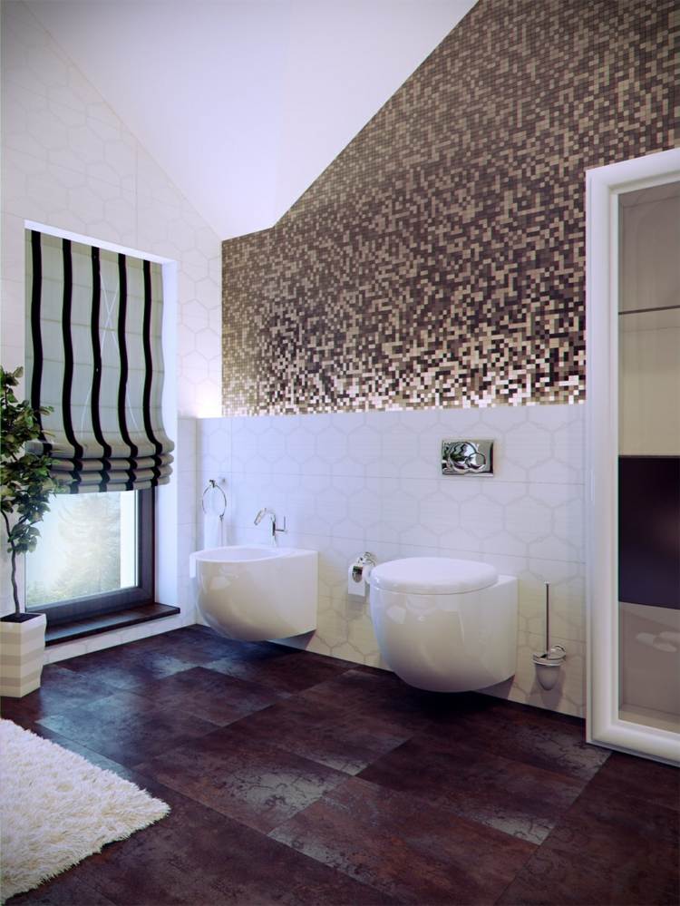 beispiele für badezimmer fliesen modern-mosaik-akzent-stein-optik-indirekte-beleuchtung