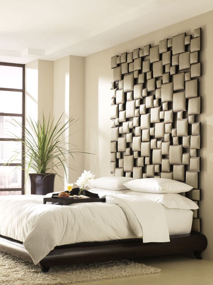 bettkopfteil-ideen-schlafzimmer-asiatisch-inspiriert-struktur-gepolsterte-quadrate