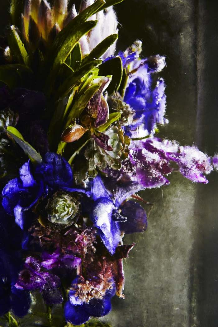blumenstrauß lila violett arrangieren azuma kunst eis