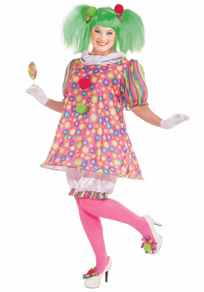 buntes-clownkostüm-für-damen-karneval-verkleidung-grüne-perücke