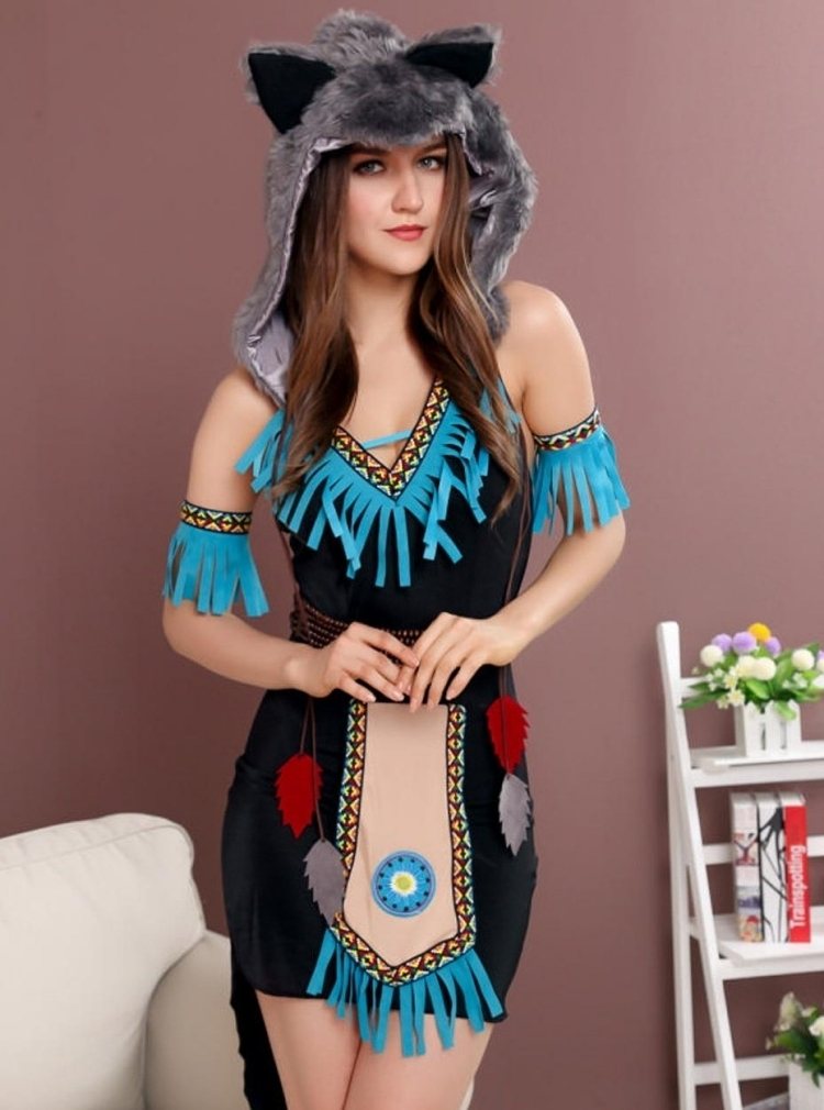 fasching-kostume-damen-lustig-indianerin-wolf-muetze
