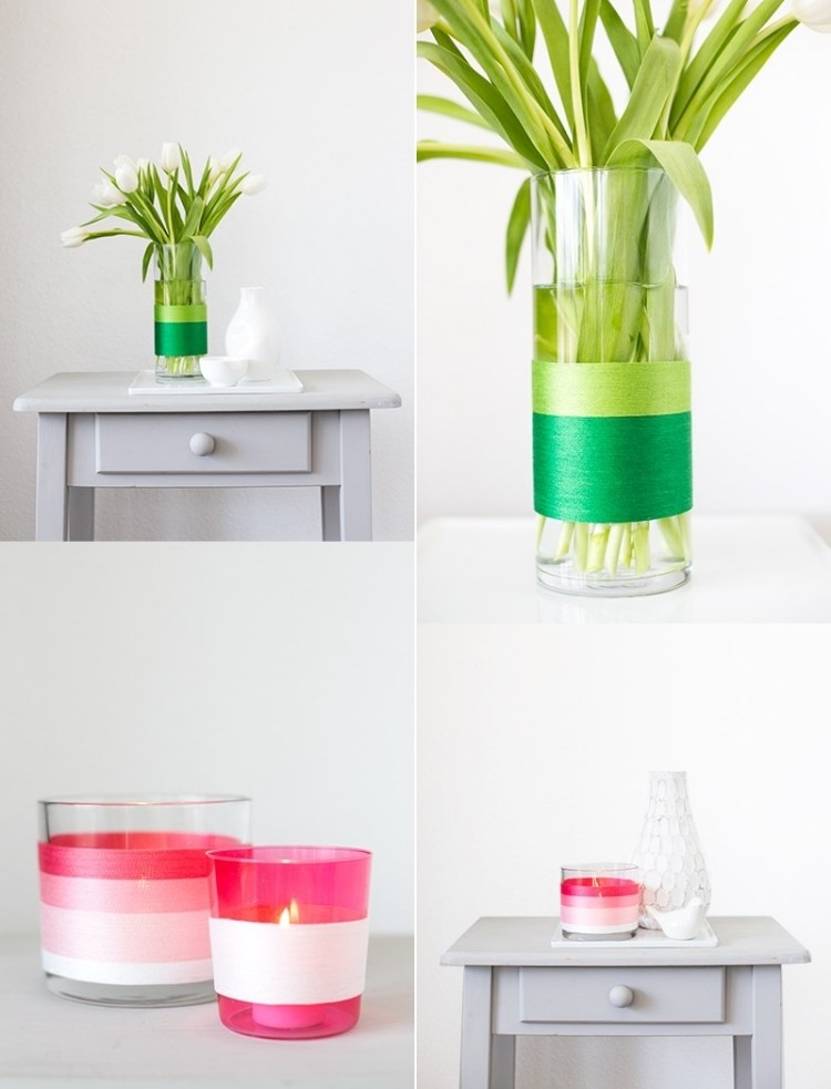 fruhlingsdeko-glas-ideen-blumen-vase-windlichter-faden-dekorieren