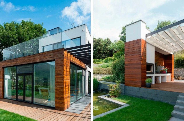 haus design modern eingang tür terrasse grill