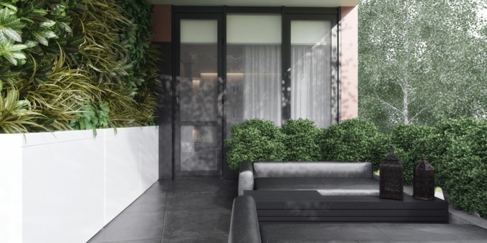 haus design terrasse sofa tisch pflanzen fenster blumenkübel