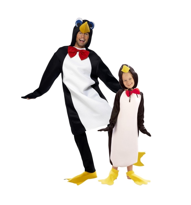 karnevalskostüme-2015-Ideen-für-Eltern-und-Kinder-Witziges-Pinguin-Paarkostüm-Fasching