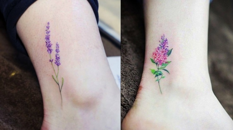 kleine-tattoos-bunte-ideen-blumen-wiesenblumen-romantisch-fuß