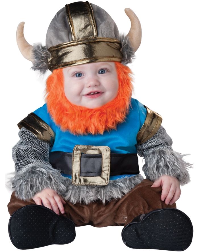 lustige-Fasching-Kostüm-Ideen-für-Babys-wikinger-orange-bart