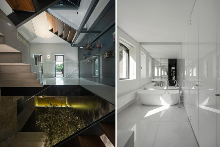 moderner Landhausstil Einrichtung Ideen weißes Badezimmer Design