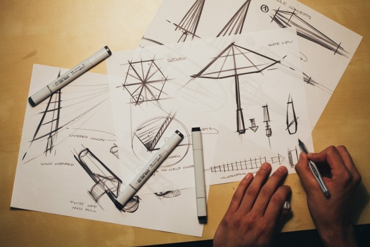 Regenschirm-Design origami-kickstarter-zeichnung