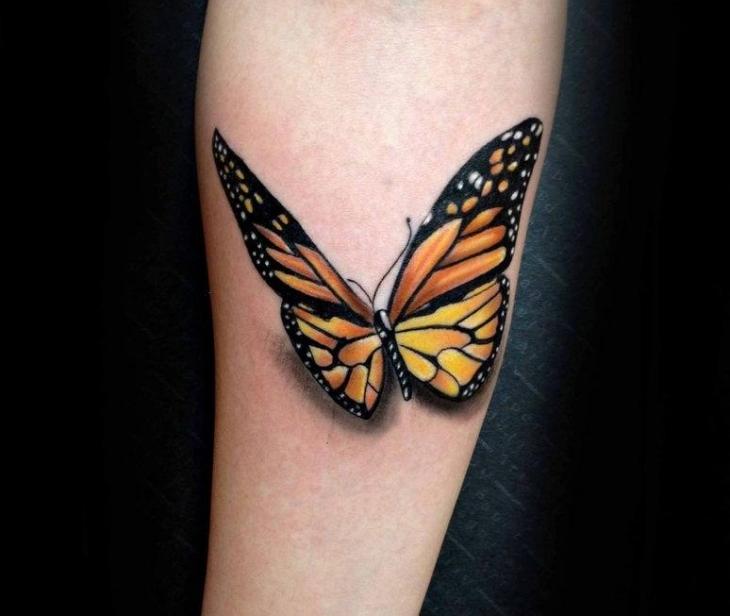 schmetterling tattoo 3d motiv unterarm-monarchfalter