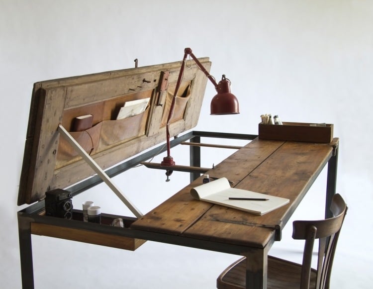 Schreibtisch selber bauen -klappbar-taschen-lampe-lenkarm