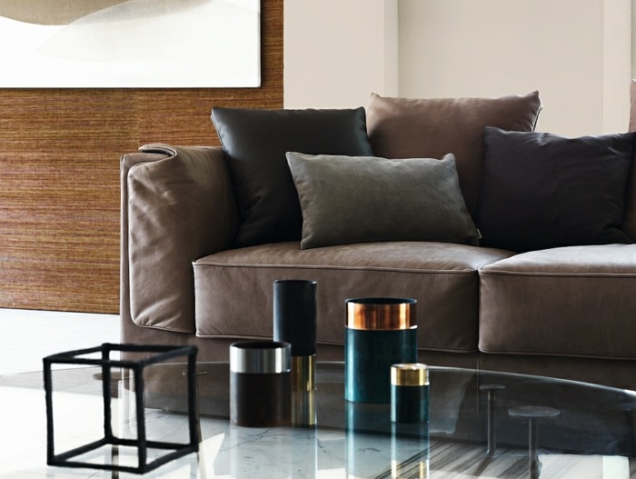 sofa elegant flou design couchtisch glas braun couch