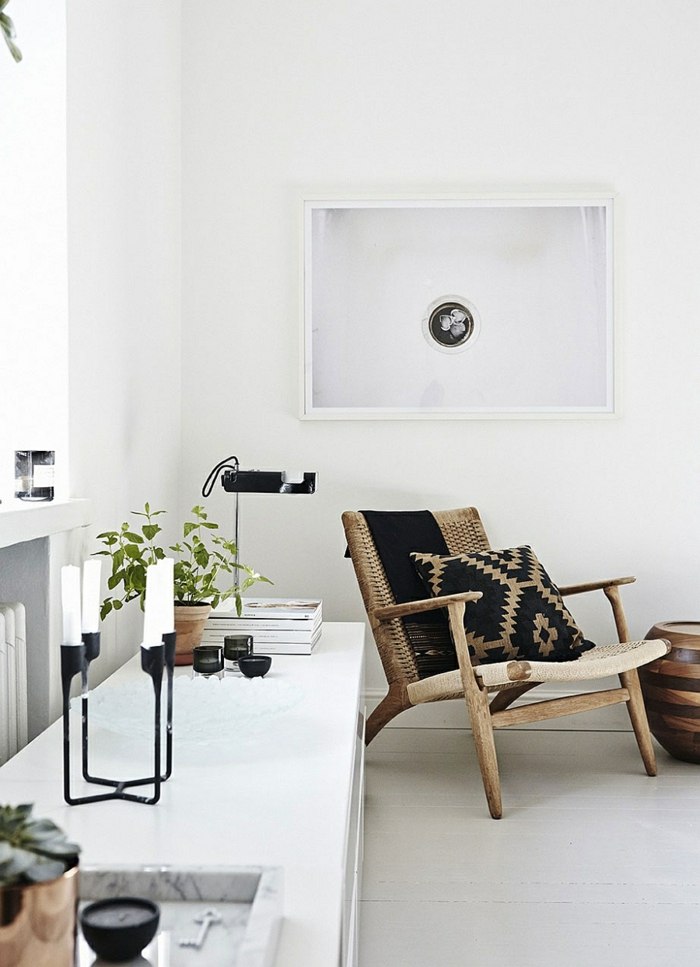 wohnung design sitzecke stuhl holz sideboard wohnzimmer stil