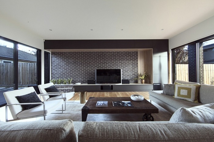 wohnzimmer design couchtisch holz wohnwand sofa lowboard