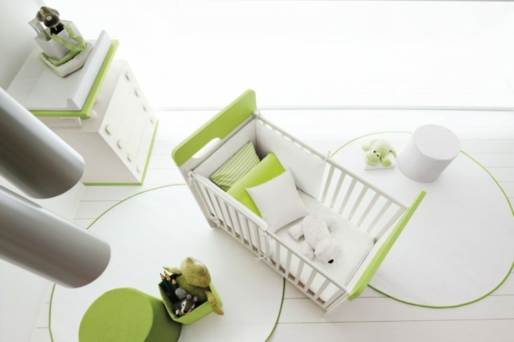 Babybett-Nestchen-weiß-grün-Farbe-Ideen