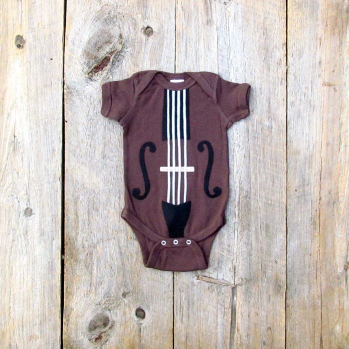 Bedruckte-Babystrampler-t-shirts-geige-Aufdruck-musikalische-instrumente