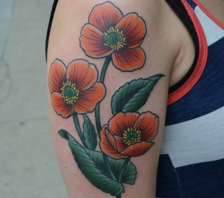 Blumen-Tattoo-Motive-Schulter-Oberarm-Half-Sleeve