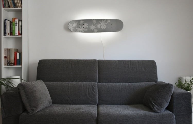 DIY-Möbel-Skateboard-Wandleuchte-Wohnzimmer