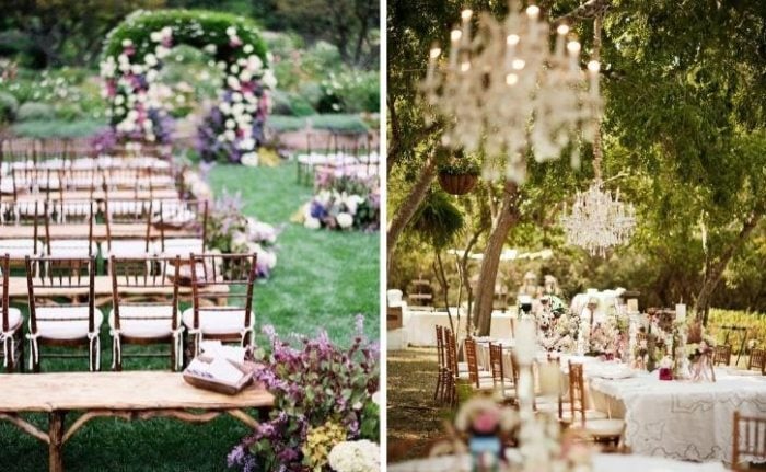 Deko-Ideen-Hochzeit-im-Frühling-Garten-Trauung-Zeremonie-Tisch