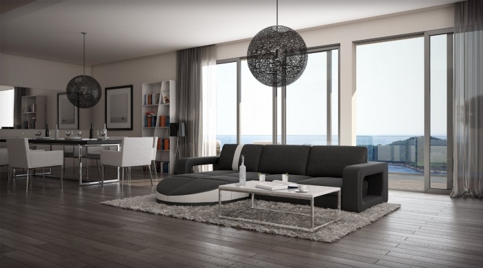 Designer-Sofa-mit-Ottomane-Galliano-schwarz-weiß-sedex-wohnzimmer-möbelideen