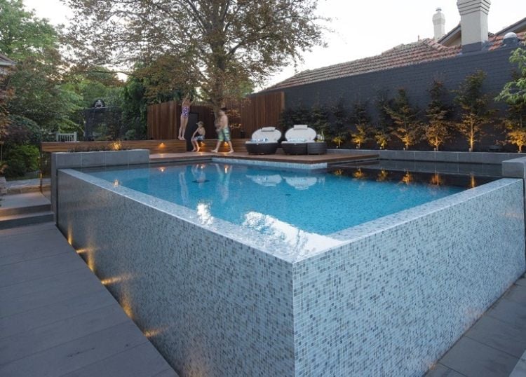Garten-Pool-Mosaik-Fliesen-Aufstellbecken-Beton